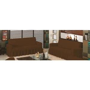 Evory Home Bürümcük Çekyat Örtüsü (3+3) - Kahverengi