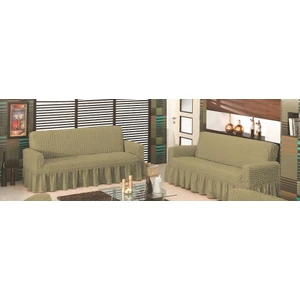 Evory Home Bürümcük Çekyat Örtüsü (3+3) - Kemik