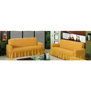 Evory Home Bürümcük Çekyat Örtüsü (3+3) - Açık Hardal