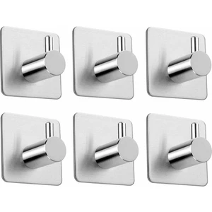 Deltahome Paslanmaz Çelik 6 Adet Tek Topuzlu Askılık Set -- Inox -- Yapışkanlı Sistem