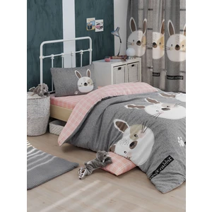 Eponj Home Kolay Ütülenir Nevresim Takımı Tek Kişilik Tavşancık A.Kahve-Gri-Pembe