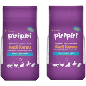 Pisipisi Pudra Kokulu Kalın Taneli Kedi Kumu 2 x 10 kg