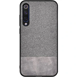 Xiaomi Mi CC9E/Mi A3 Fabrik Serisi Kumaş ve Deri Desen Kılıf Gri