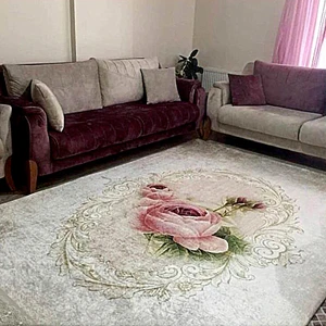 Kaymaz Taban Yıkanabilir Çiçek Desenli Dekoratif Dijital Baskılı Halı RSP259