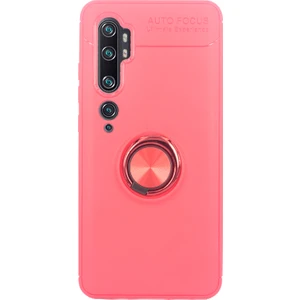 Case 4U Xiaomi Mi Note 10 Kılıf Autofocus Shockprof Ravel Yüzüklü Standlı Slikon Kapak Kırmızı