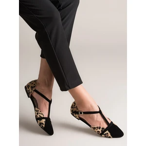 Fox Shoes Leopar Siyah Kadın Babet B726881802