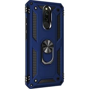 Case Street Xiaomi Redmi 8 Kılıf Çift Katmanlı Tank Yüzüklü Mıknatıslı Vega Kapak Lacivert