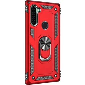 Teknogrup Xiaomi Redmi Note 8 Kılıf Çift Katmanlı Yüzüklü Manyetik Vega Kapak - Kırmızı