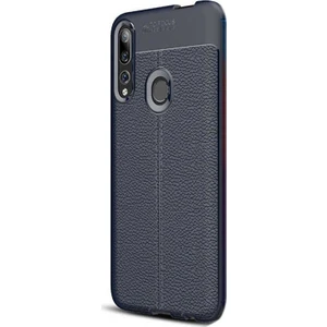 Case Street Huawei Honor 9X Kılıf Niss Silikon Deri Görünümlü + Nano Glass Lacivert