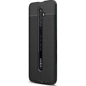 Case Street OPPO Reno 2z Kılıf Niss Silikon Deri Görünümlü + Nano Glass Siyah