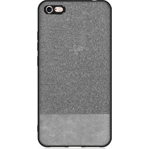 Apple iPhone 6 Plus/6S Plus Fabrik Serisi Kumaş ve Deri Desen Kılıf - Gri