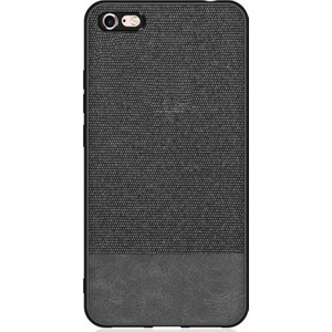 Apple iPhone 7 Fabrik Serisi Kumaş ve Deri Desen Kılıf - Siyah