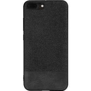 Apple iPhone 7 Plus Fabrik Serisi Kumaş ve Deri Desen Kılıf - Siyah