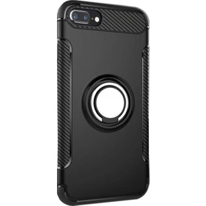 Apple iPhone 8 Plus Yüzük Standlı Armor Silikon Kılıf - Siyah