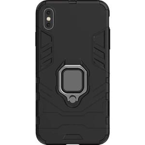 Apple iPhone X/XS Batman Yüzük Standlı Armor Kılıf - Siyah