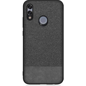 Huawei Honor 8X Fabrik Serisi Kumaş ve Deri Desen Kılıf - Siyah
