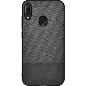 Huawei P20 Lite Fabrik Serisi Kumaş ve Deri Desen Kılıf - Siyah