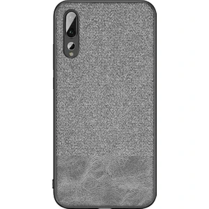 Huawei P20 Pro Fabrik Serisi Kumaş ve Deri Desen Kılıf - Gri