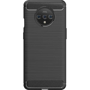 OnePlus 7T Brushed Carbon Fiber Silikon Kılıf - Siyah