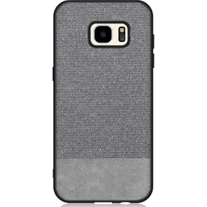 Samsung Galaxy S7 Fabrik Serisi Kumaş ve Deri Desen Kılıf - Gri