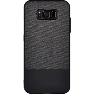 Samsung Galaxy S8 Plus Fabrik Serisi Kumaş ve Deri Desen Kılıf - Siyah