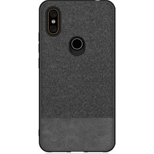Xiaomi Mi Mix 2S Fabrik Serisi Kumaş ve Deri Desen Kılıf - Siyah