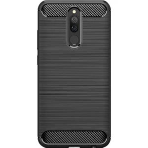 Xiaomi Redmi 8 Brushed Carbon Fiber Silikon Kılıf - Siyah