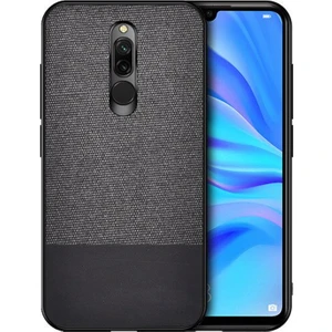 Xiaomi Redmi 8 Fabrik Serisi Kumaş ve Deri Desen Kılıf - Siyah