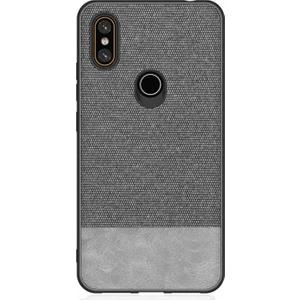 Xiaomi Redmi S2 Fabrik Serisi Kumaş ve Deri Desen Kılıf - Gri