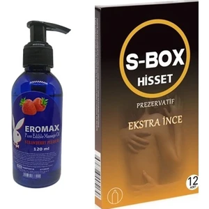 Çilek Aromalı Yenilebilir Masaj Yağı  Yağ + Ekstra İnce Prezervatif