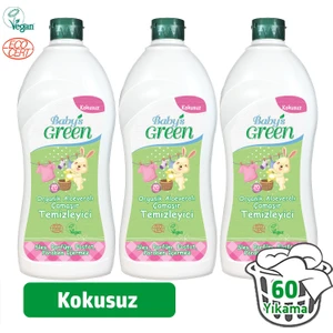 Baby's Green Organik Aloe veralı Bebek Çamaşır Deterjanı 1 Lt - Kokusuz3’lü Set