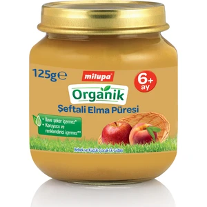 Organik Şeftali Elma Püresi Kavanoz 125 g 6+ Ay