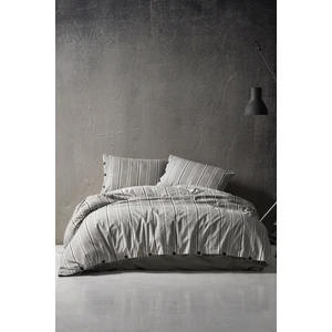 Sense 100% Pamuklu Battal Boy Yıkamalı Iplik Boya Çizgili Nevresim Takımı Antrasit