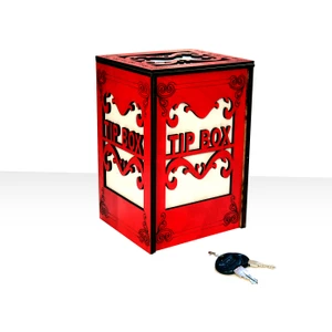Kara Koç Ahşap Tip Box Bahşiş Kutusu Anahtarlı Kilitli