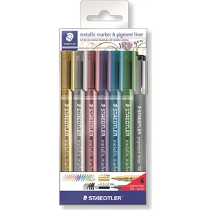 Metalik Markör 6 Renk + Siyah Pigment Liner 8323-SWP6P