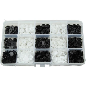 İşkur Makina Plastik Siyah Beyaz Renk 100 Set Çıt Çıt Düğme ve Saklama Kutusu