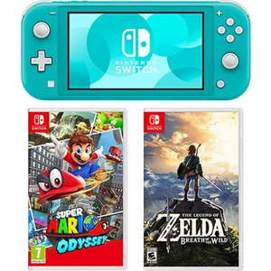 Nintendo Switch Lite Konsol Turkuaz + Nintendo Super Mario Odyssey + The Legend Of Zelda Breath Of The Wild Switch Oyun