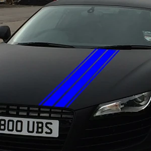 Melek - Çift Şerit Araba Kaput Sticker Mavi