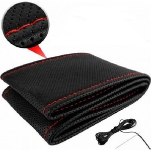 Opel Astra J Hb Dikme Direksiyon Kılıfı Delikli Mum İpli Siyah Kırmızı Dikişli