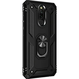 Xiaomi Redmi 8 Kılıf Military Ring Holder Siyah