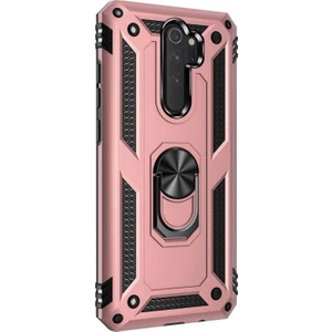 Xiaomi Redmi Note 8 Pro Kılıf Military Ring Holder Rose Gold