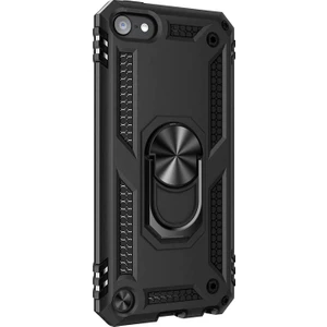 Apple iPod Touch 7 Kılıf Military Ring Holder Siyah