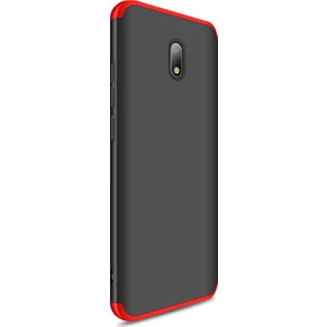 Xiaomi Redmi 8A Kılıf Double Dip 360 Protective Siyah - Kırmızı