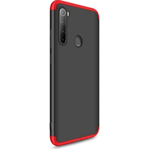 Xiaomi Redmi Note 8 Kılıf Double Dip 360 Protective Siyah - Kırmızı