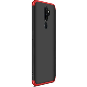 Oppo A9 2020 Kılıf Double Dip 360 Protective Siyah - Kırmızı