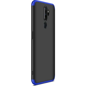 Oppo A5 2020 Kılıf Double Dip 360 Protective Siyah - Mavi