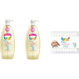 Uni Baby Sensitive Şampuan 900 ml 2 Adet + Uni Baby Emniyetli 60' lı Kulak Çubuğu