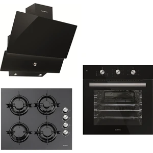 Black Argento Button 3'lü Cam Ankastre Set