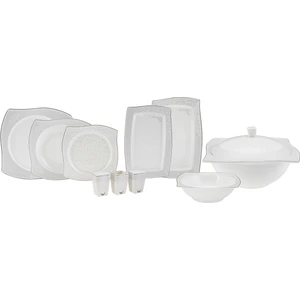 Fine Bone Tiara Platin 60 Parça 12 Kişilik Yemek Takımı Kare
