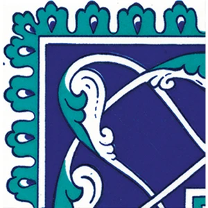 Armada Çini 10x10 cm KSK 44 Klasik Rumi Desenli Çini Bordür Köşesi